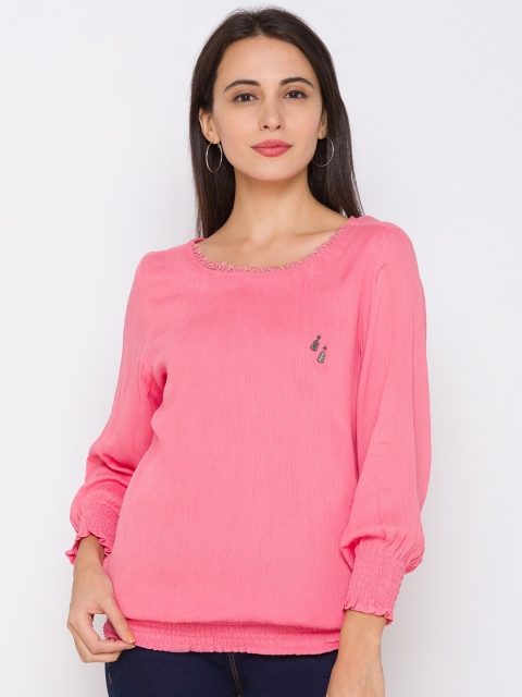 

ZOLA Pink Solid Pure Cotton Regular Top