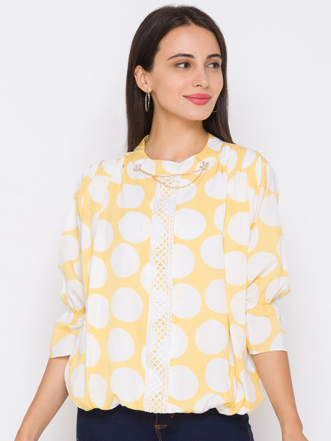 

ZOLA Woman Yellow & White Chiffon Regular Top