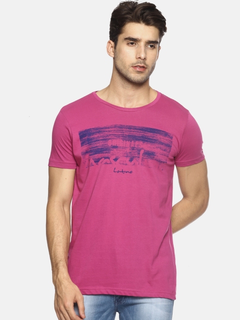 

Masculino Latino Men Pink Pure Cotton Graphic Printed T-shirt