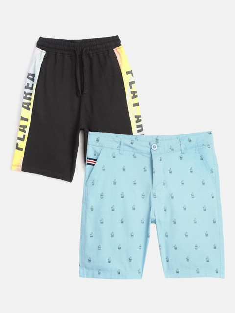 

YK Boys Blue Printed Chino Shorts Pack of 2