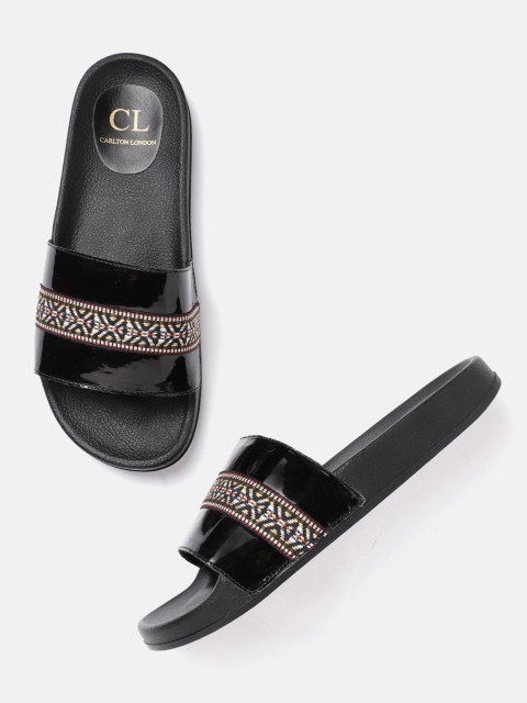 

Carlton London Women Black Woven Design Open Toe Flats