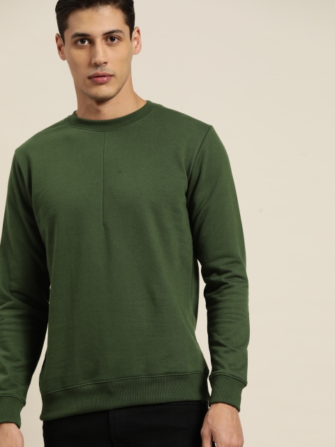 

ether Men Green Solid Sweatshirt
