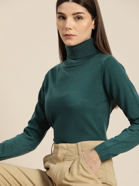 

ether Women Green Solid Pullover