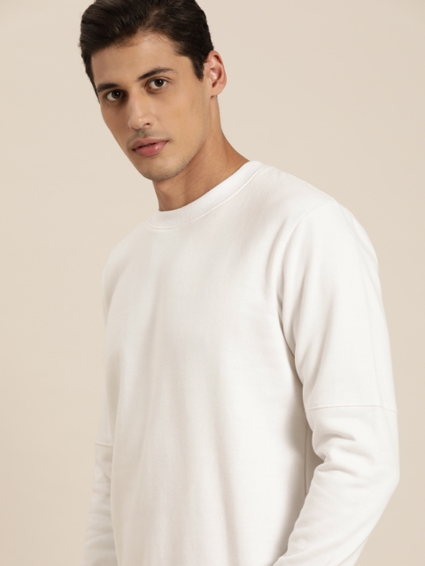 

ether Men White Solid Sweatshirt