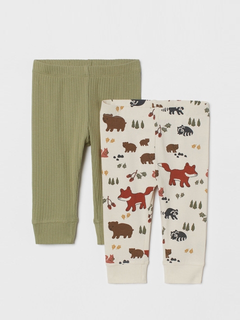 

H&M Girls Pack of 2 Cotton Leggings, Green
