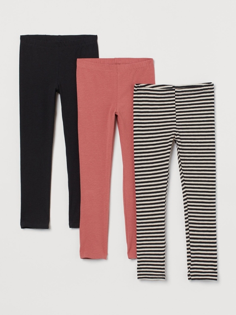 

H&M Girls Organic Cotton 3-Pack Jersey Leggings, Black