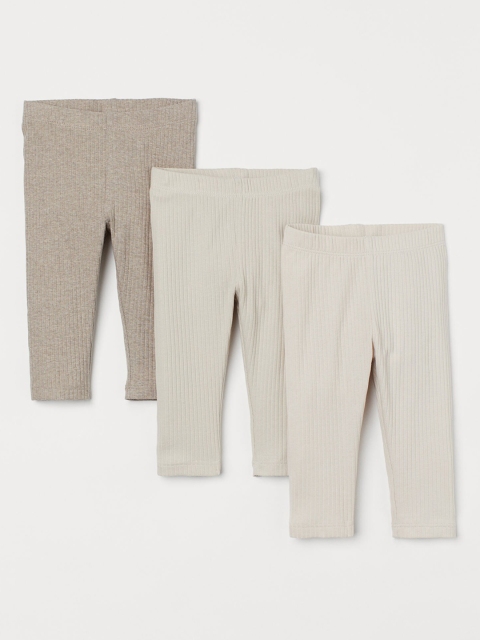 

H&M Girls Beige 3-pack ribbed leggings