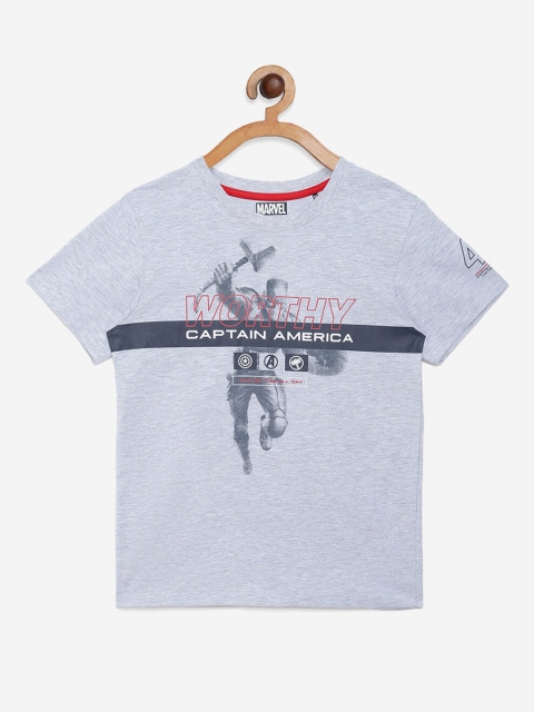 

Octave Boys Grey Printed Mandarin Collar Applique T-shirt