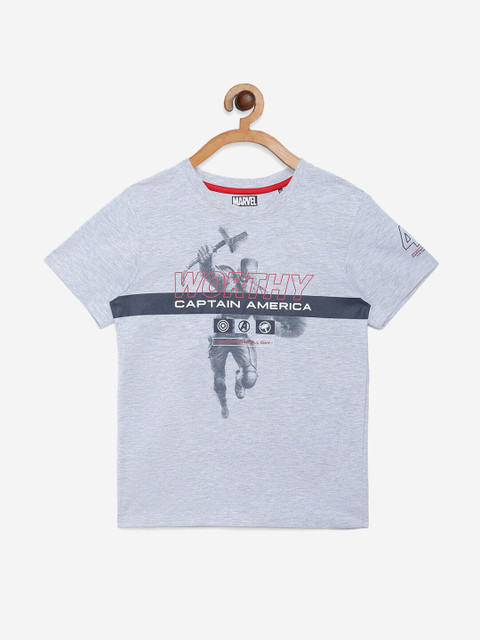 

Octave Boys Grey & Black Captain America Printed T-shirt