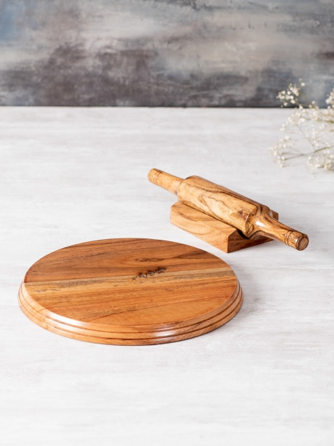 

nestroots Brown Wooden Rolling Board and Rolling Pin