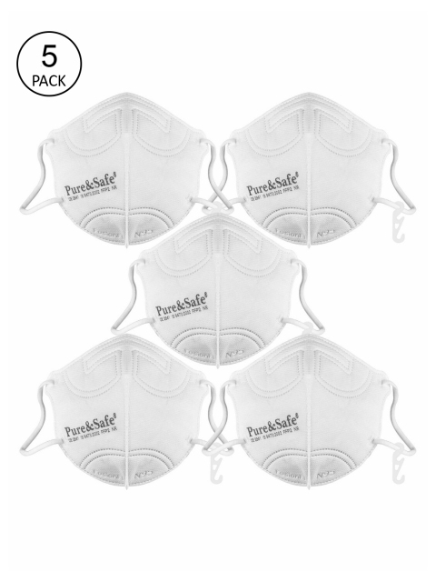 

KHADI ESSENTIALS Unisex Pack Of 5 White Reusable 5-Ply Pure Cotton N95 Face Mask