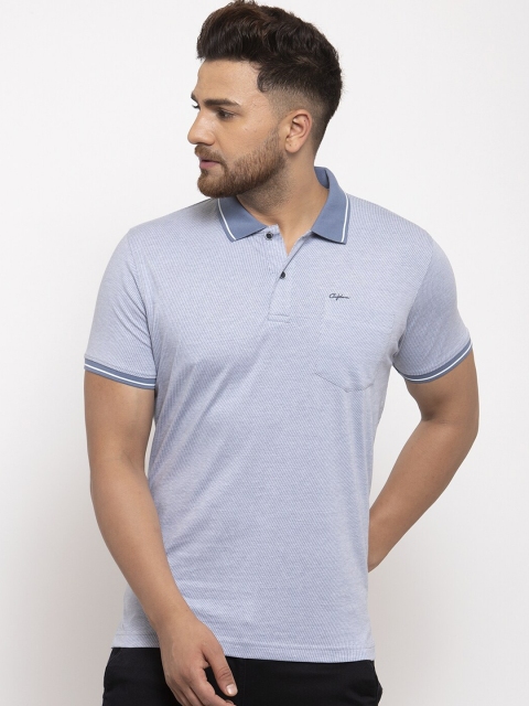 

CONFIDENCE Men Blue Solid Polo Collar T-shirt with Pocket
