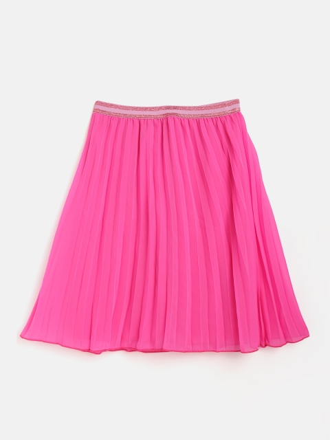 

Noh.Voh - SASSAFRAS Kids Girls Neon Pink Accordion Pleated Flared Skirt