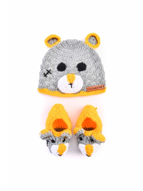 

The Original Knit Unisex Kids Grey & Yellow Beanie & Booties