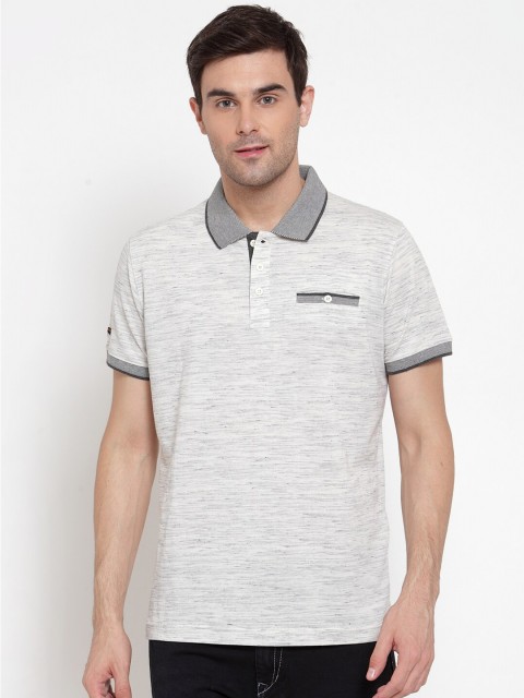 

CONFIDENCE Men White Polo Collar T-shirt