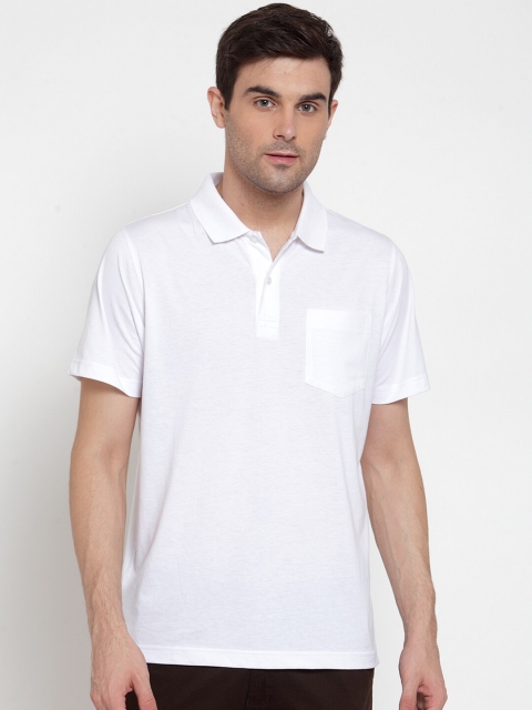 

CONFIDENCE Men White Polo Collar T-shirt