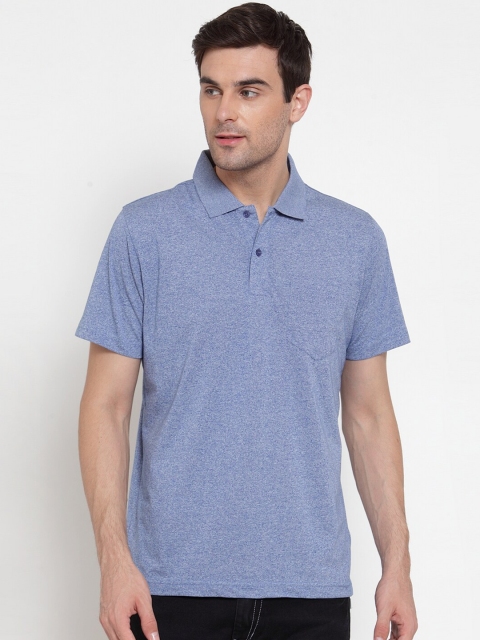 

CONFIDENCE Men Blue Self Designed Polo Collar T-shirt with Pocket
