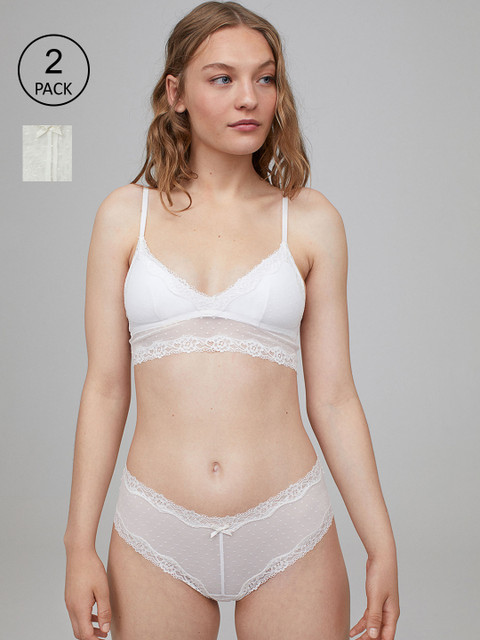 

H&M Women Pack of 2 Mesh Hipster Briefs, White