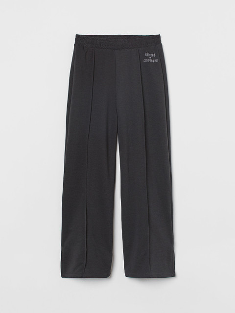 

H&M Girls Grey Easy Wash Pleated Straight-Legged Joggers Trousers