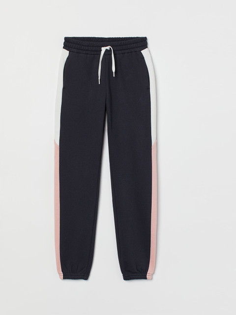 

H&M Girls Black & Multi Side-Striped Joggers