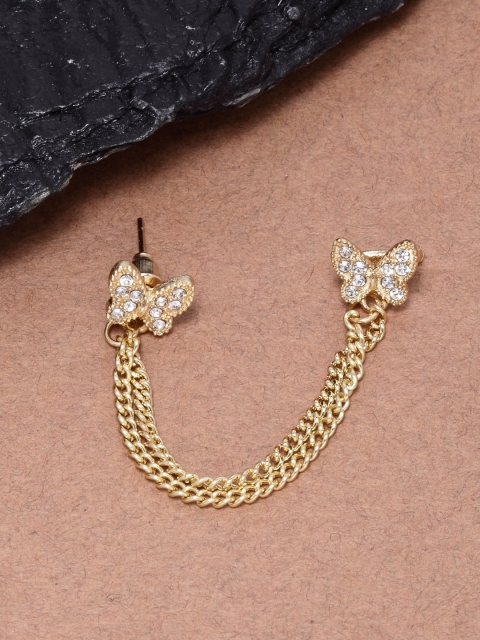 

Ferosh Gold-Toned & White Animal Shaped Ear Cuff Earrings