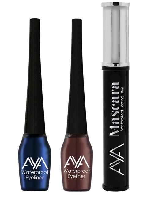 

AYA Set Of 2 Waterproof Liquid Eyeliner With Black Mascara, Blue