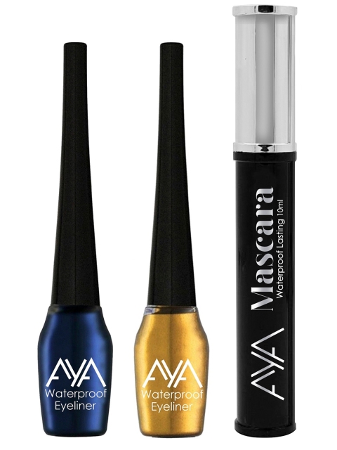 

AYA Set Of 2 Waterproof Liquid Eyeliner With Black Mascara, Blue
