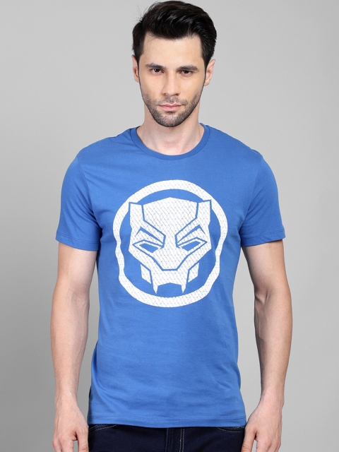 

Free Authority Blue & White Black Panther Print Cotton T-shirt