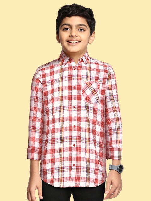 

United Colors of Benetton Boys White & Red Checked Cotton Casual Shirt