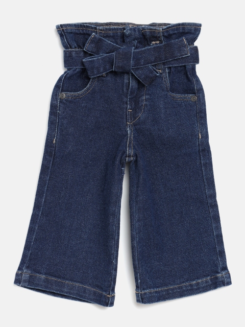 

United Colors of Benetton Girls Navy Blue Wide Leg High-Rise Stretchable Jeans