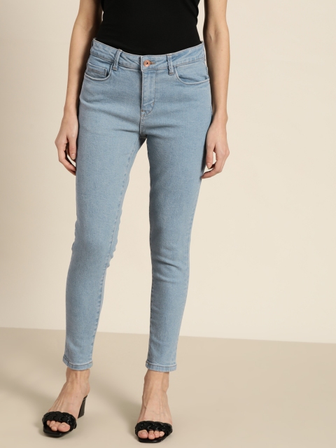 

ether Women Blue Skinny Fit Stretchable Cropped Jeans