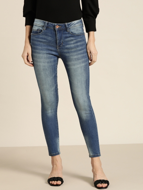 

ether Women Blue Skinny Fit Light Fade Stretchable Cropped Jeans