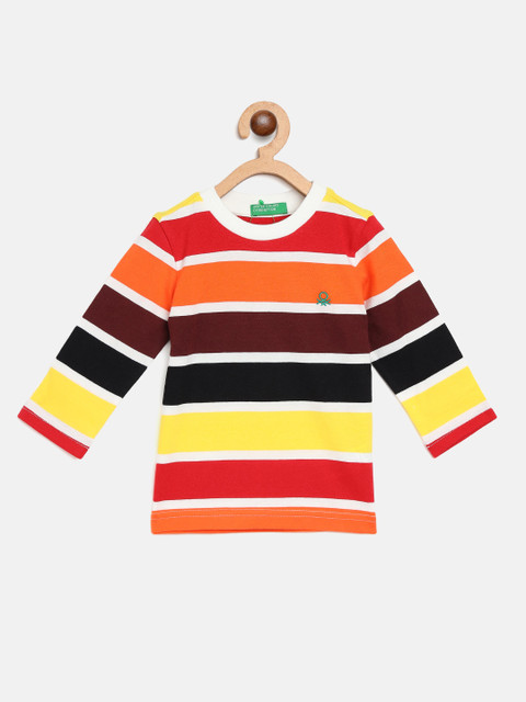 

United Colors of Benetton Boys Multicoloured Pure Cotton Striped T-shirt, Multi