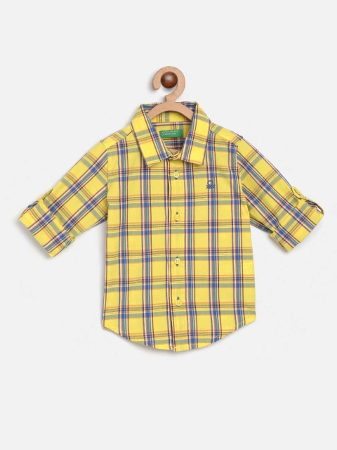 

United Colors of Benetton Boys Yellow & Blue Checked Cotton Casual Shirt