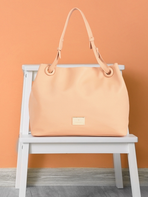 

Van Heusen Peach-Coloured PU Structured Handheld Bag