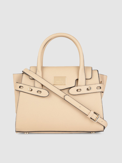 

Van Heusen Beige Solid Structured Handheld Bag
