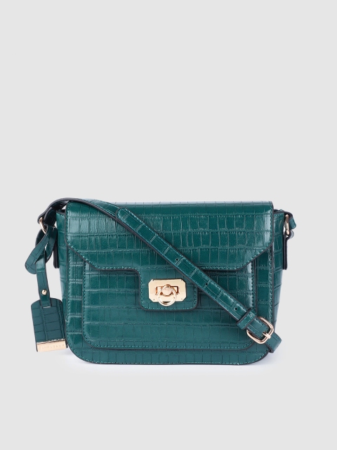 

Van Heusen Green Animal Textured PU Small Animal Print Sling Bag