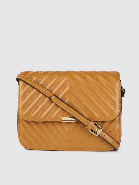 

Van Heusen Mustard Solid PU Regular Structured Sling Bag with Quilted