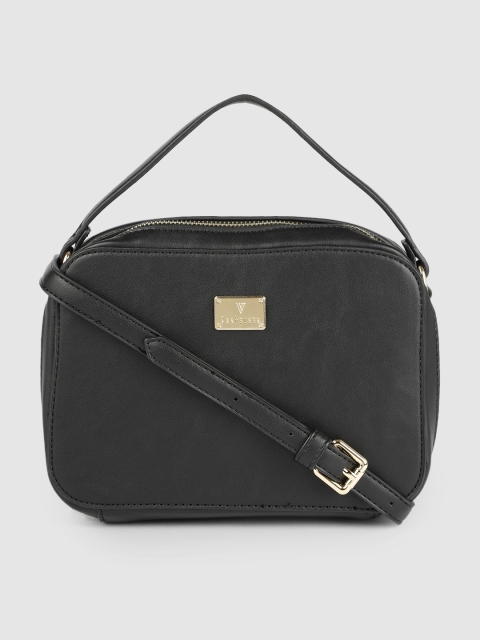 

Van Heusen Black Solid PU Small Structured Handheld Bag