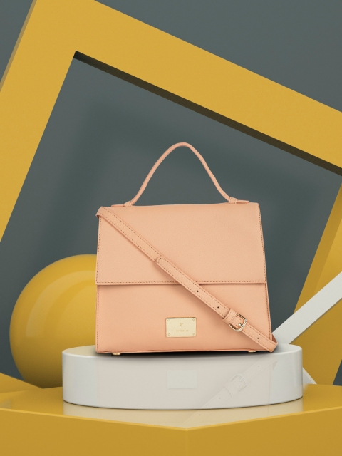 

Van Heusen Peach-Coloured PU Structured Satchel