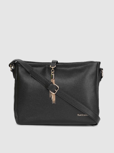 

Van Heusen Black PU Structured Tasselled Sling Bag