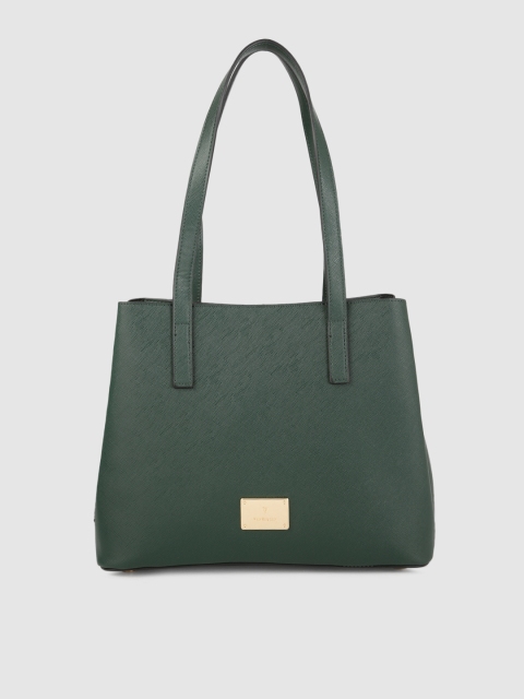 

Van Heusen Green Solid Structured Handheld Bag