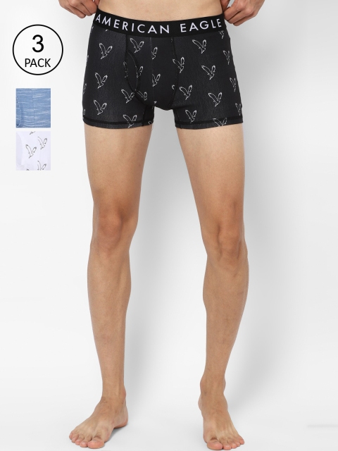 

AMERICAN EAGLE OUTFITTERS Men Pack Of 3 Printed Cotton Trunk, Black