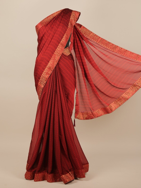 

Pothys Red & Gold-Toned Printed Saree