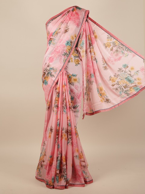 

Pothys Pink & Green Floral Printed Saree