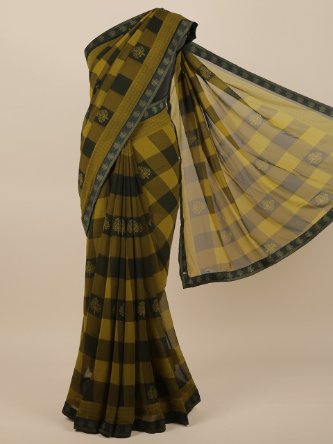 

Pothys Green & Black Checked Saree
