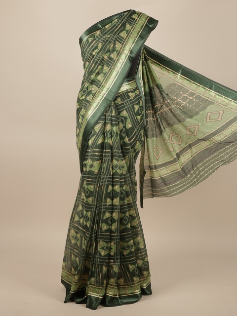

Pothys Green Printed Jute Silk Saree