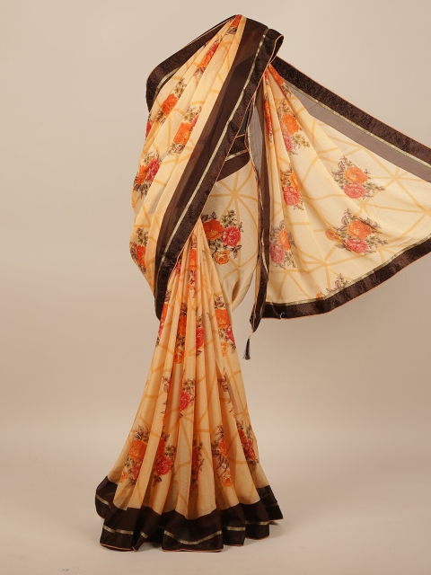 

Pothys Peach-Coloured & Red Floral Printed Saree