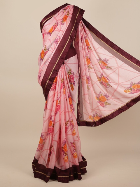 

Pothys Pink & Orange Floral Printed Saree