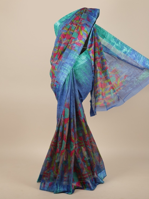 

Pothys Blue & Red Printed Jute Silk Saree